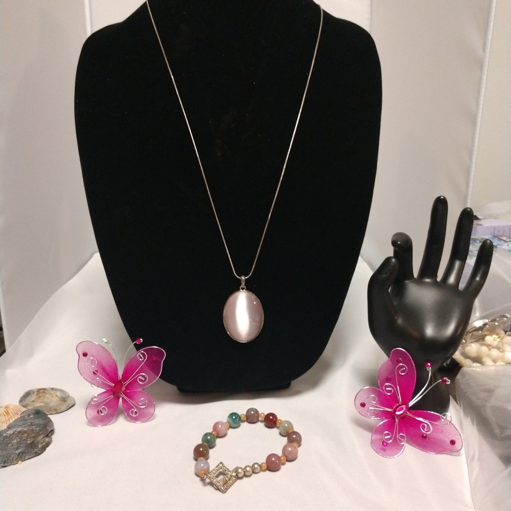 Jade Bracelet and stone necklace